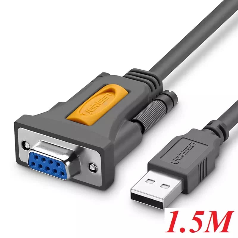Ugreen 20201 1.5m cáp tín hiệu chuyển đổi usb 2.0 sang com âm rs232 cao cấp cr104