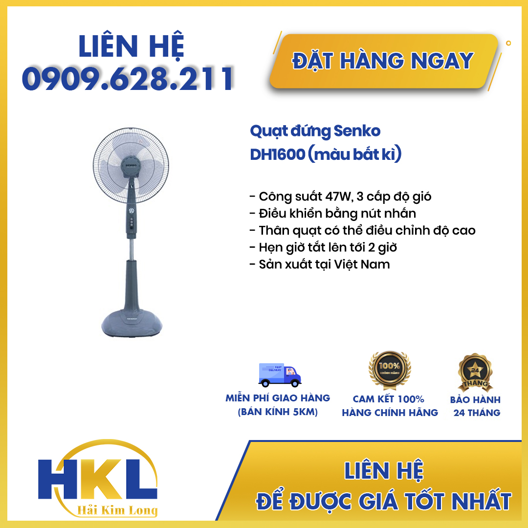 Quạt đứng hẹn giờ Senko DH1600 (màu bất kì) - PP Điện Gia Dụng Hải Kim Long
