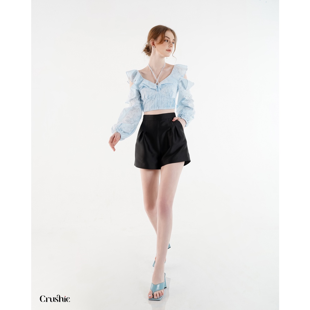 Quần Crushie quần đùi nữ dáng suông cạp cap Doris