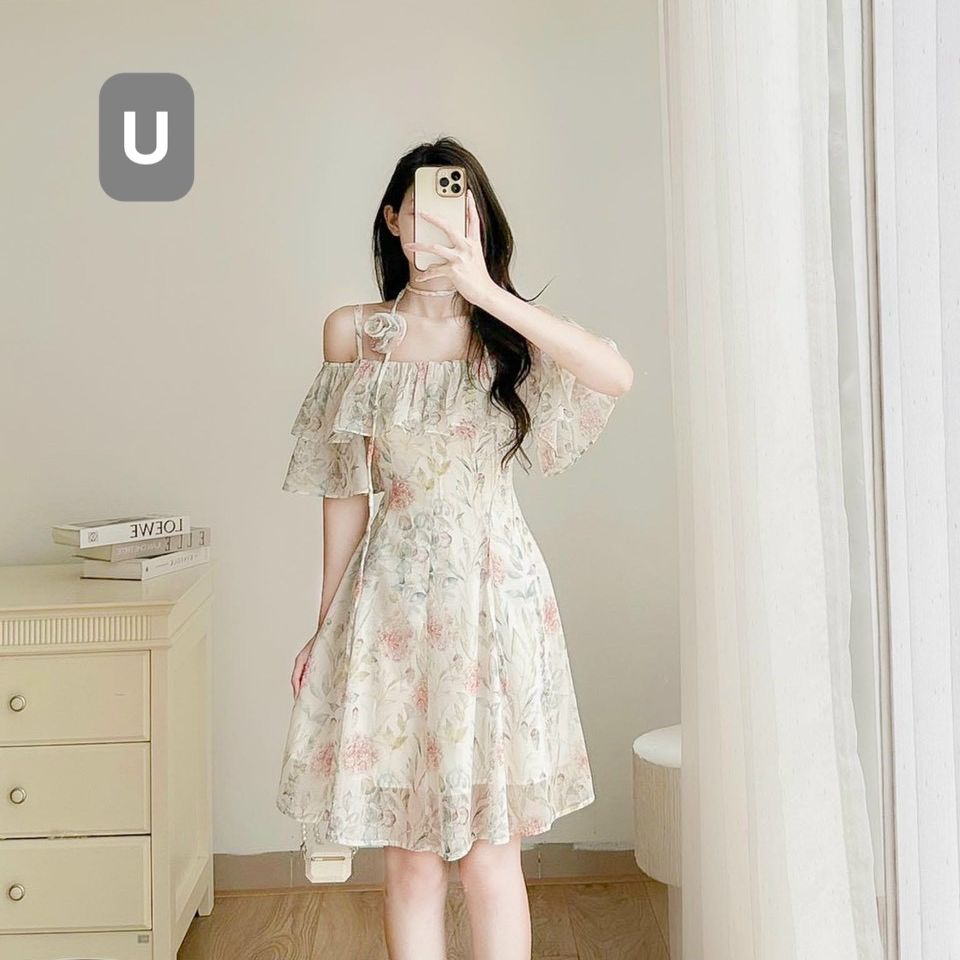Đầm voan nữ dv73 chất vải voan thiết kế hoa xinh sắn bánh bèo công chúa thời trang