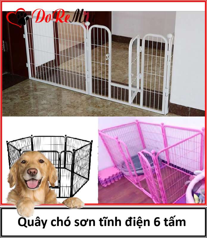 HN-SP933 - QUÂY SẮT XỊN 6 TẤM – Quây chó, hàng rào chó 6 tấm 2 size