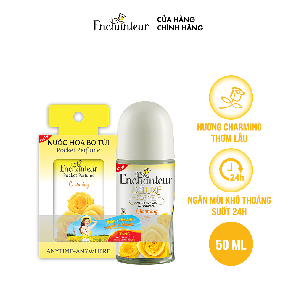[HCM]Lăn khử mùi  Enchanteur Charming 50ml - Tặng Nước hoa bỏ túi Charming 18ml
