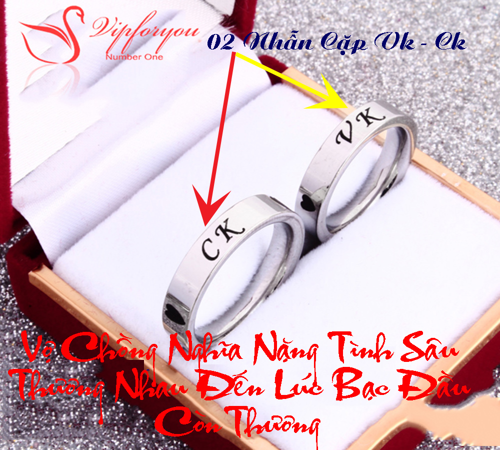 Nhẫn cặp đôi VK-CK  ĐẸP  & Ý NGHĨA - số lượng 02 chiếc