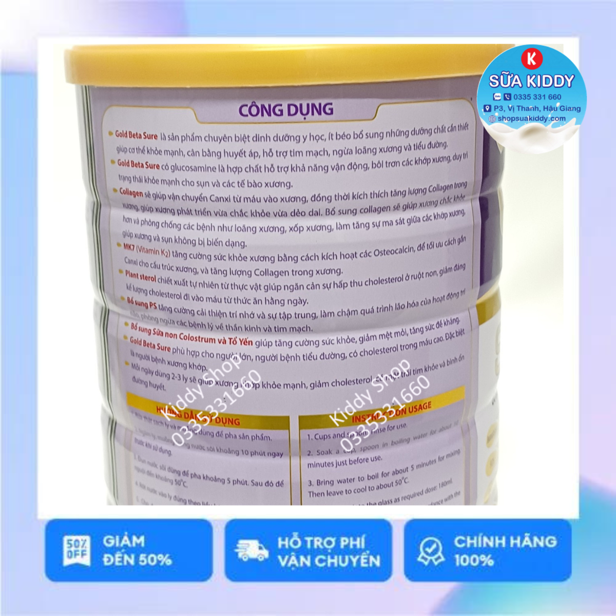 Sữa bột Gold Beta sure xương khớp 900g (GOLDMILK) (kiddy1234)