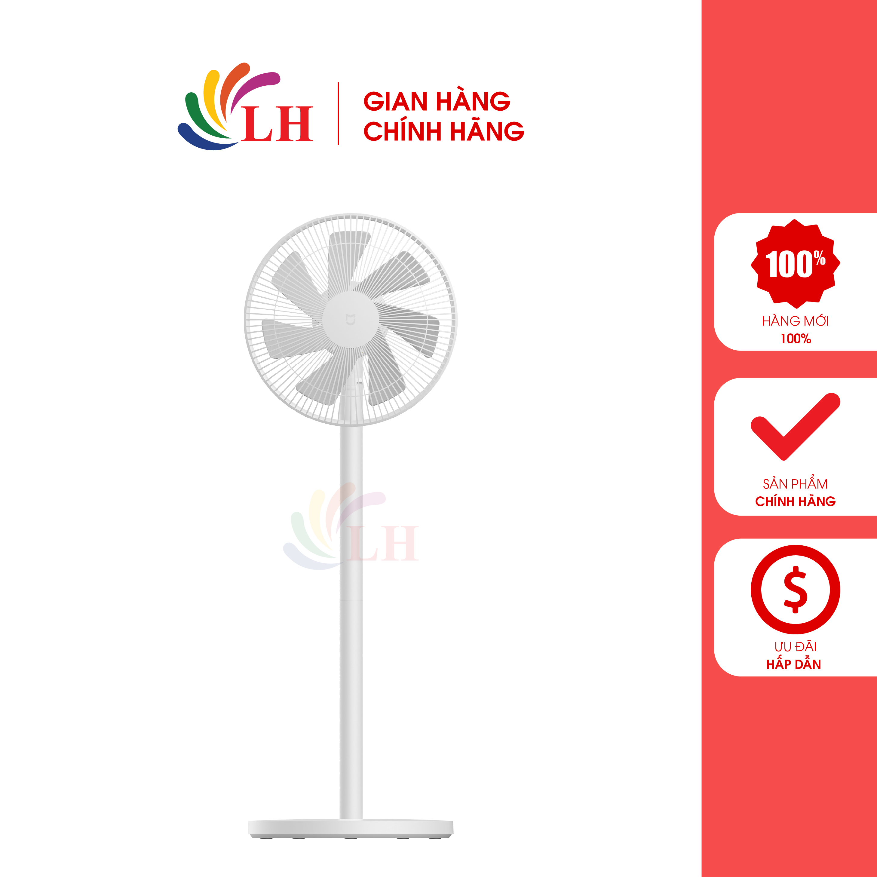 Quạt đứng thông minh Xiaomi Mi Smart Standing Fan 2 Lite PYV4007GL JLLDS01XY - Hàng chính hãng - Công suất 45W, 3 chế độ gió, sử dụng với app Mi Home