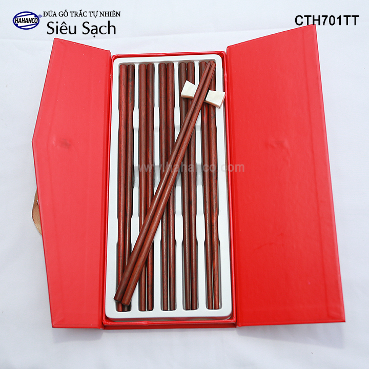 Đũa tròn gỗ Trắc Việt Nam Siêu sạch (10 đôi rất đẹp) gỗ Trắc tự nhiên vân đẹp- kháng khuẩn chống nấm mốc - CTH701TT - Chopstick of HAHANCO