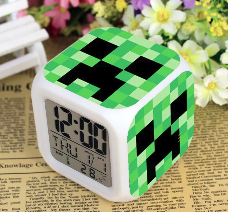 Đồng Hồ Minecraft Báo Thức Creeper tặng kèm pin