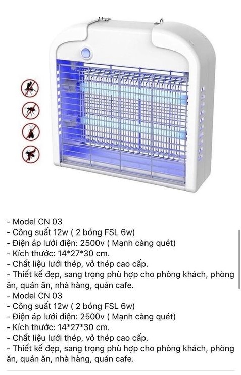 [HCM]Đèn diệt côn trùng ruồi muỗi Con Dơi model cn03