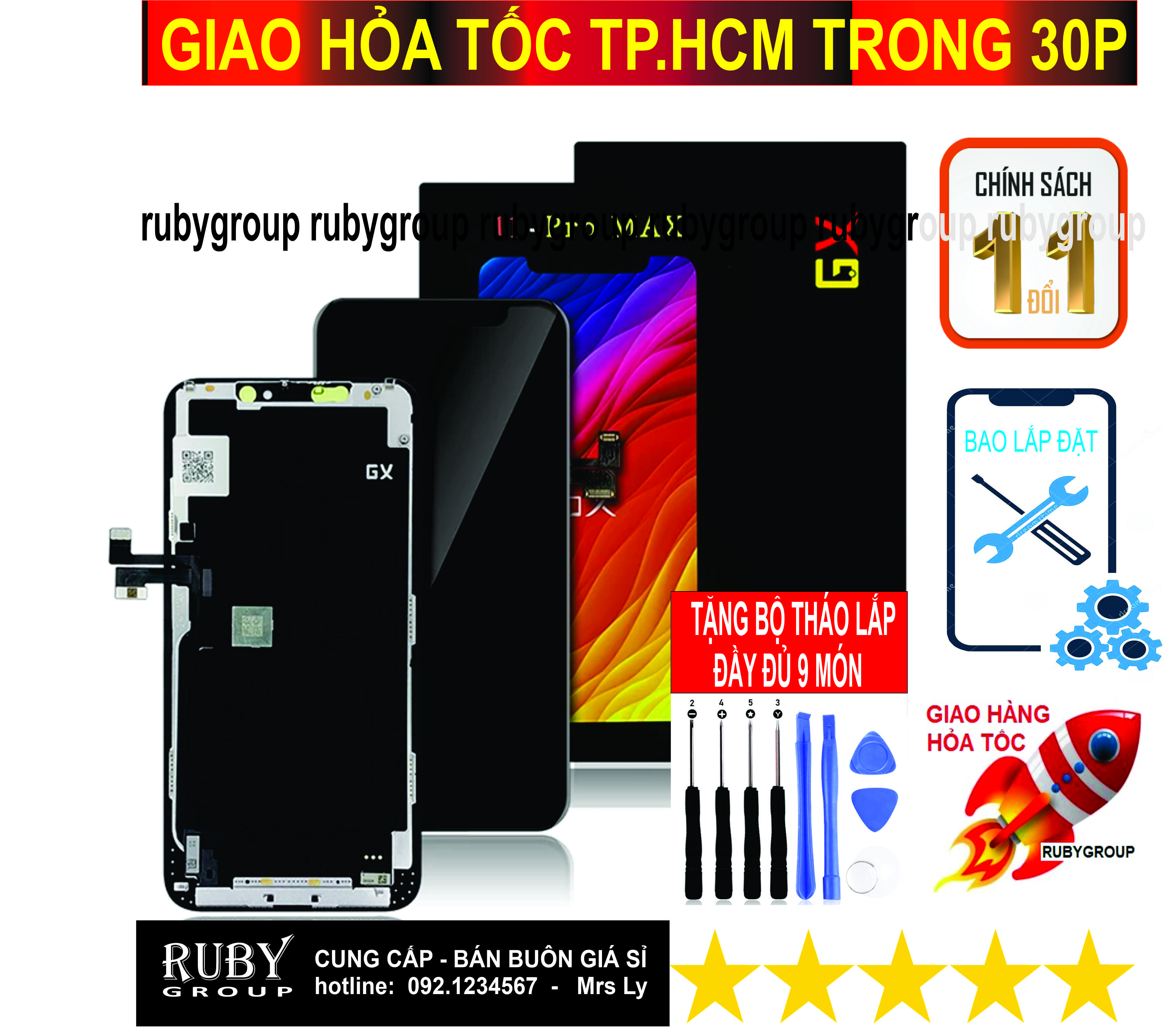 MÀN HÌNH OLED GX CHO IP TỪ X ĐẾN 13PM- RUBYGROUP