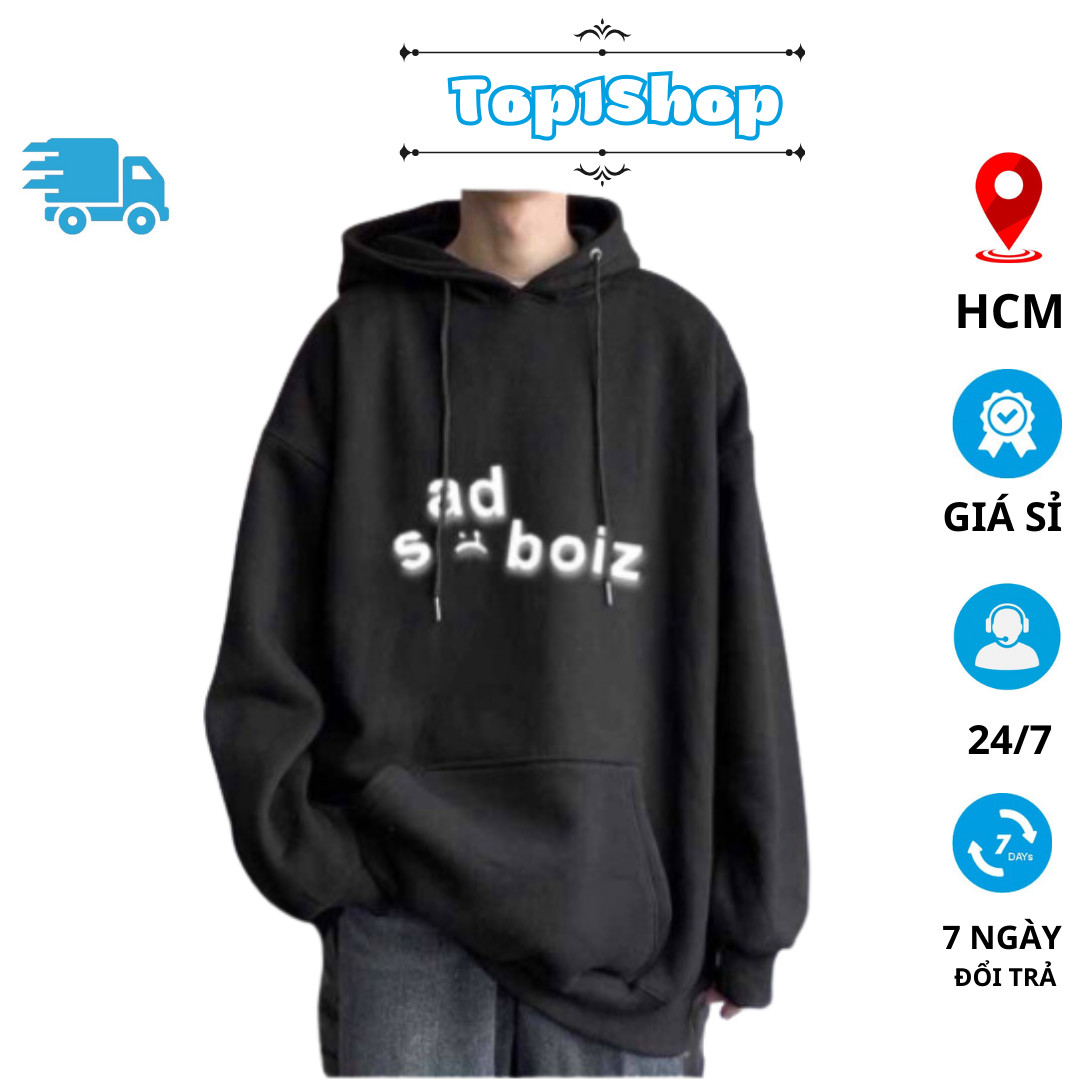 Áo khoác nam hoodie SADBOIZ Nón 2 lớp form rộng chất nỉ bông cao cấp dày dặn giữ nhiệt tốt cho nam nữ mặc nhà,đi học chơi ấm áp mùa đông, chống nắng mùa hè phong cách thể thao đường phố Hàn Quốc siêu ngầu - Top1shop