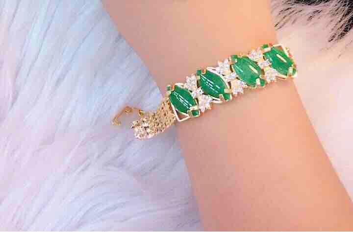 Lắc Tay Nữ Mạ Vàng 18k Đính Đá Cẩm Thạch
