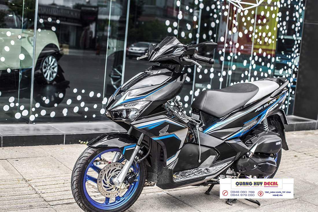 Tem trùm xe AIR BLADE  xanh đen - làm tem dán xe máy AIR BLADE theo yêu cầu - Tem xe AIR BLADE rẻ và đẹp