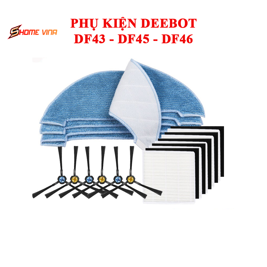 Phụ kiện chổi quét, lọc bụi, khăn lau, lưới lọc robot hút bụi Ecovacs Deebot DF43, DF45, DF46