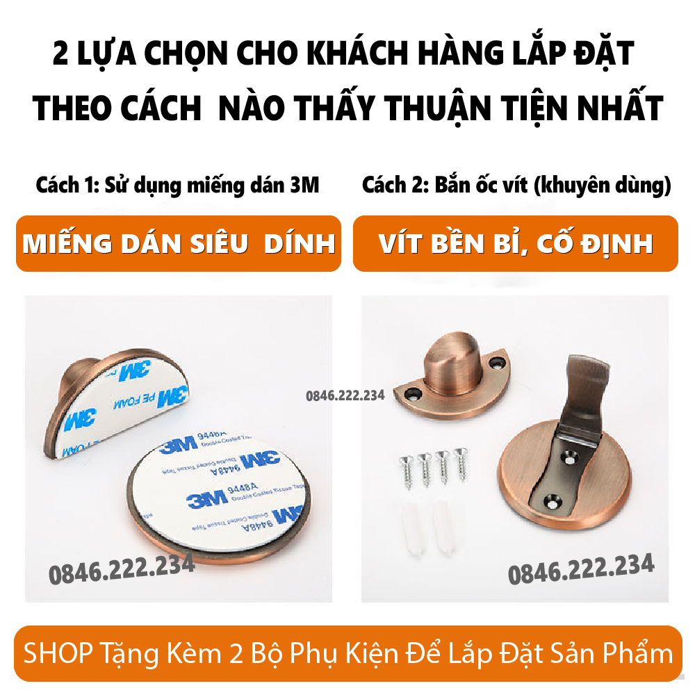 Chặn Cửa Hít Nam Châm Dán Sàn - Kèm miếng dán 3M & ốc vít