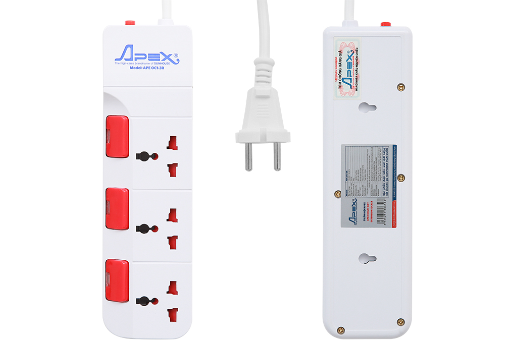 [HCM]Ổ cắm điện 3 lỗ 2.5m Apex AP VMM28