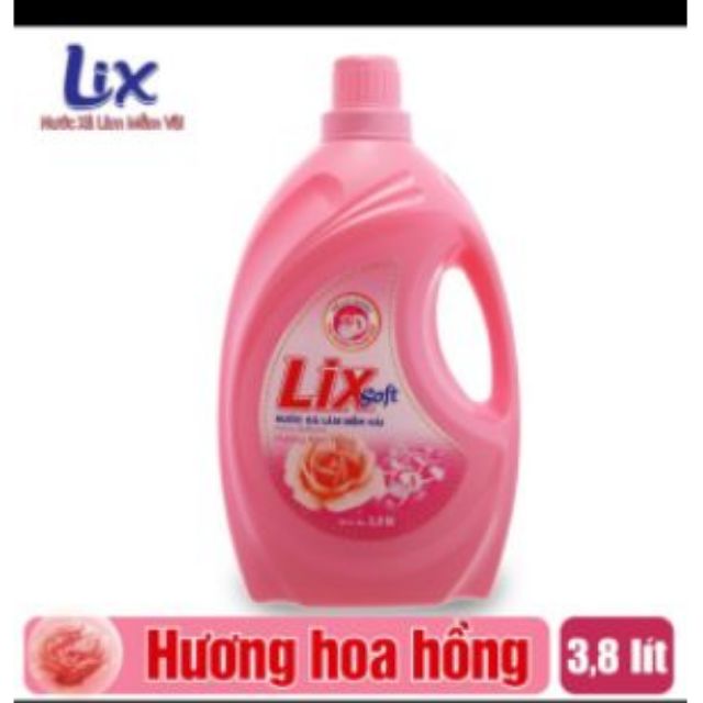 [HCM] Nước xả vải Lix Soft hương hoa hồng can 3.8 lít