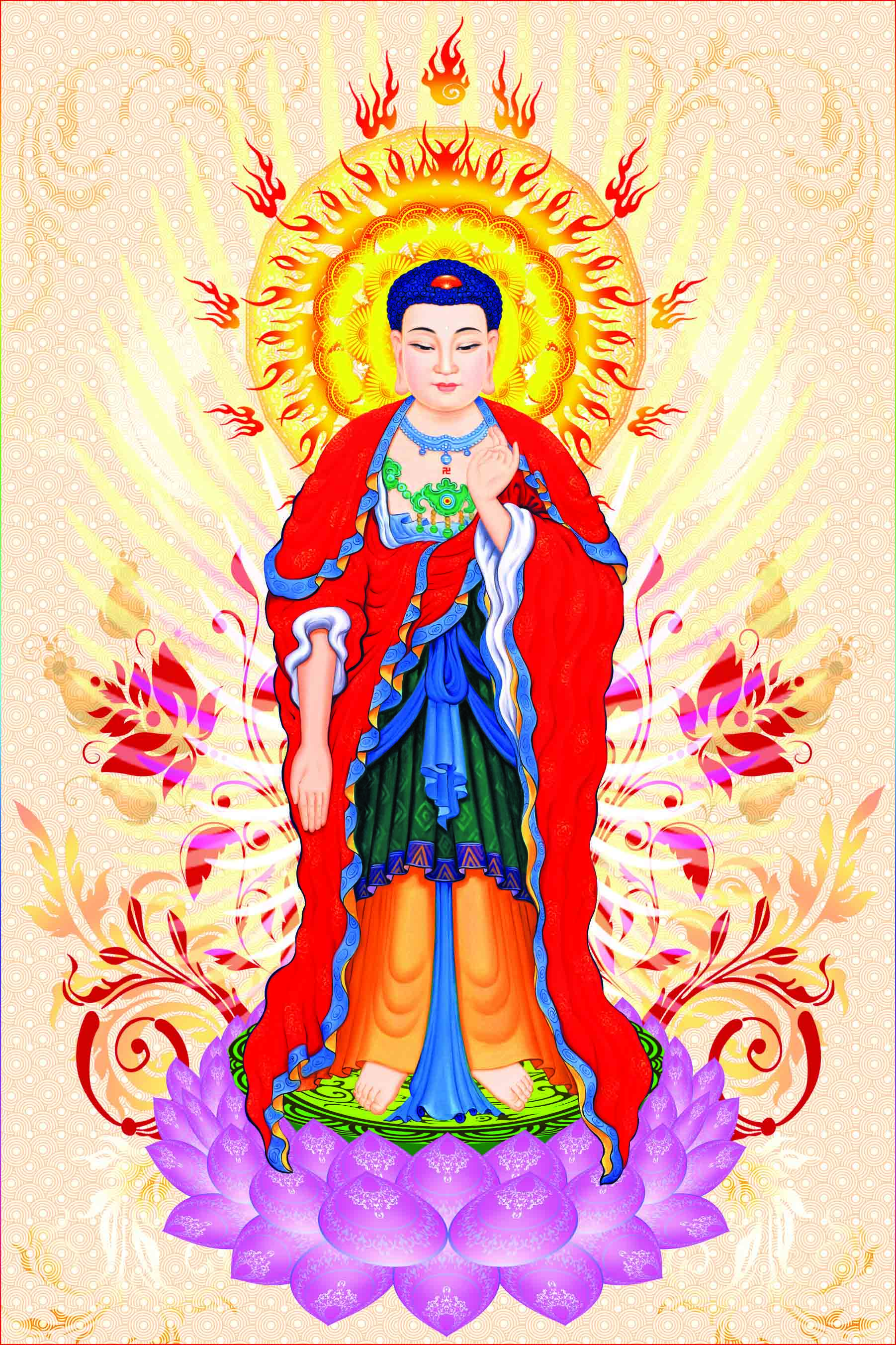 Tranh Phật Kim Sa Phật A Di Đà 40x80cm