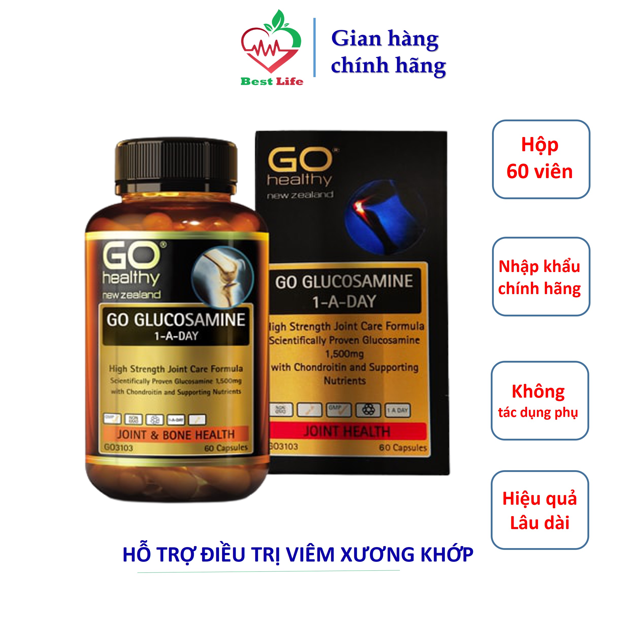 Bổ xương khớp Go Healthy Glucosamine 1500mg Hỗ trợ điều trị viêm khớp đau