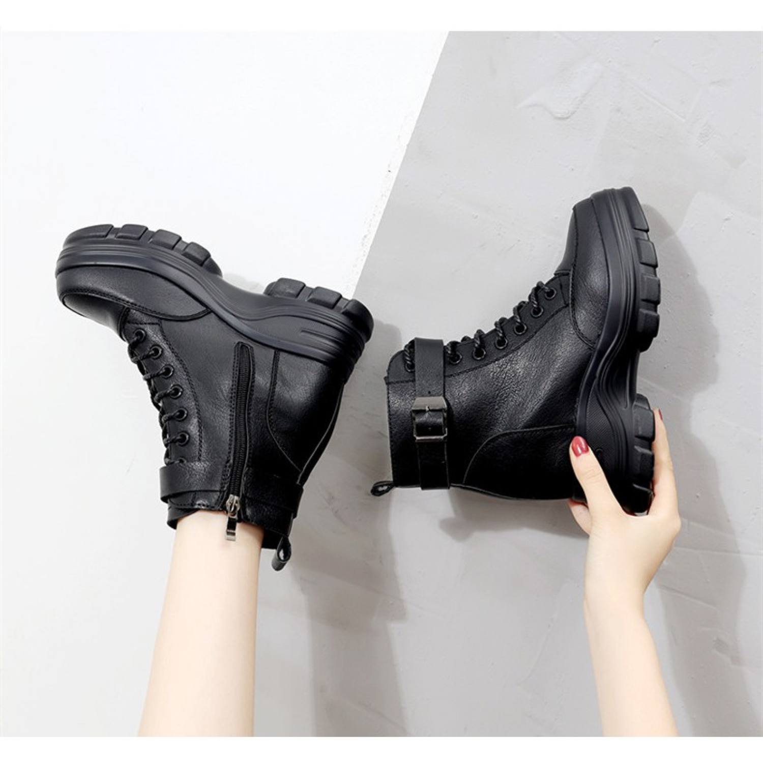 [Độn đế 9cm hàng cao cấp ] Giày nữ Boots bốt độn đế siêu nhẹ phong cách Hàn Quốc