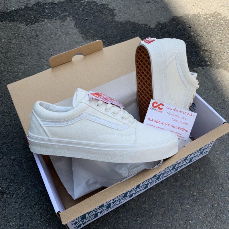 Giày⚡️Vans Old Skool Full trắng⚡️ R 1:1 (Full box)