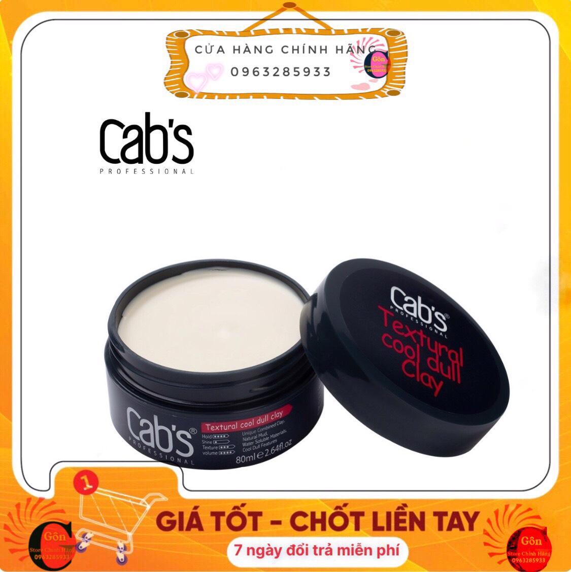 [ Cab's Chính Hãng ] Tặng Lược - Sáp Vuốt Tóc Cab's Made In Pháp Sáp Vuôt Tóc 80g