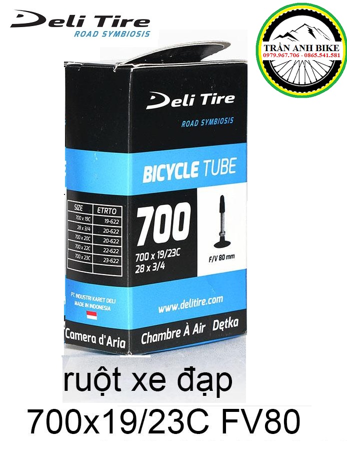 Săm ruột xe đạp Deli Tire 700x19-23c 80mm Van Pháp - Van hạt gạo