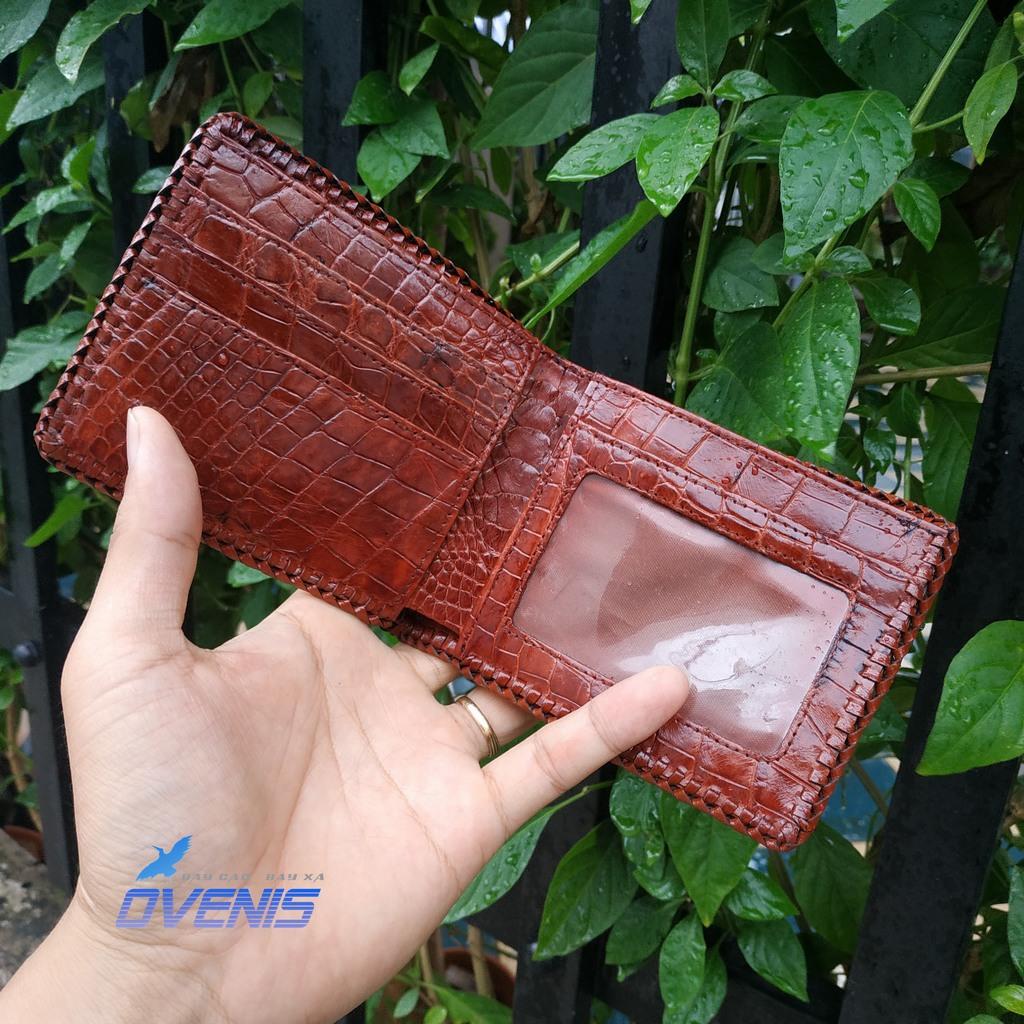 [FREE SHIP] VÍ DA CÁ SẤU 2 MẶT ĐAN VIỀN CAO CẤP MADE BY OVENIS