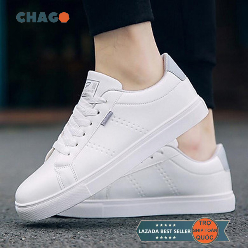 >> BÁO GIÁ GIÀY SNEAKER NAM THỜI TRANG | Shopee Lazada Sendo Tiki mới nhất 84 Giày sneaker nam thời trang CHAGO, giày thể thao nam trắng phối gót ghi, giày sneaker nam cổ thấp giống giày nam, giày mọi, giày lười, giày nam theo phong cách Hàn Quốc - GTT098-LDV02