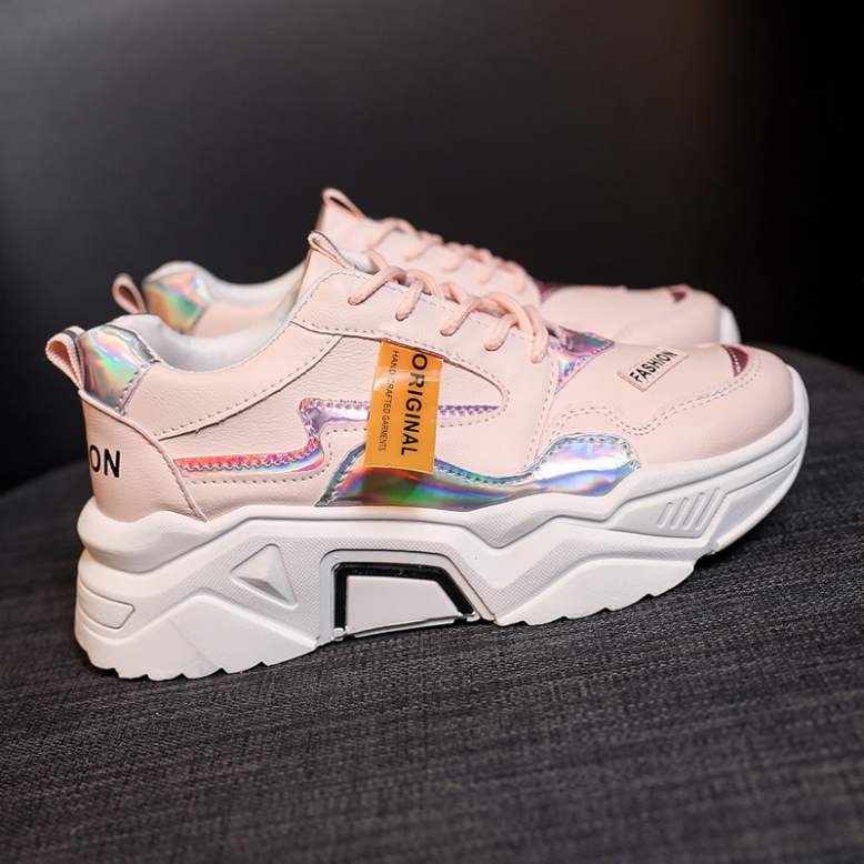 Giày Sneaker Thể thao Nữ Đế Độn V&L Kiểu Dáng Hàn Quốc Phối Màu Hồng-Xanh Có Hộp giá rẻ