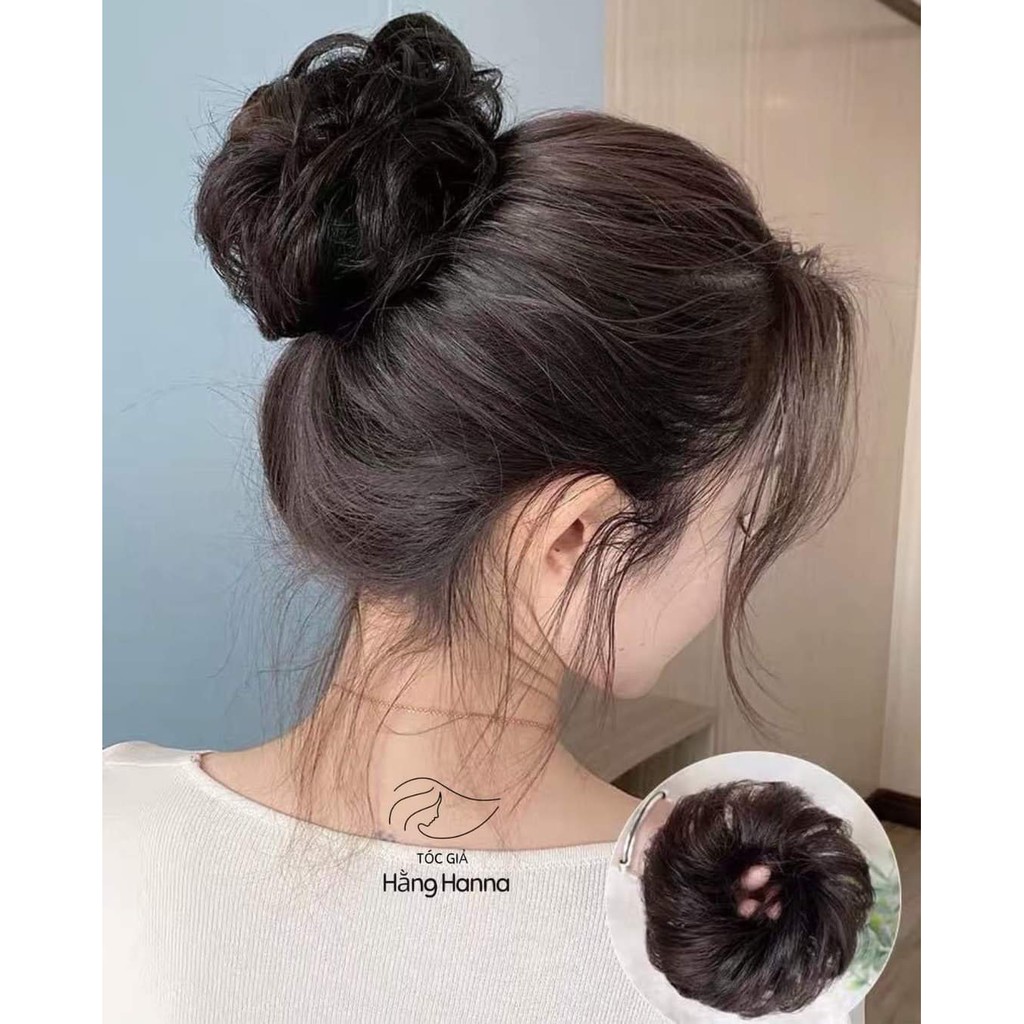 .Tóc giả nữ bối rối, búi cột xoăn