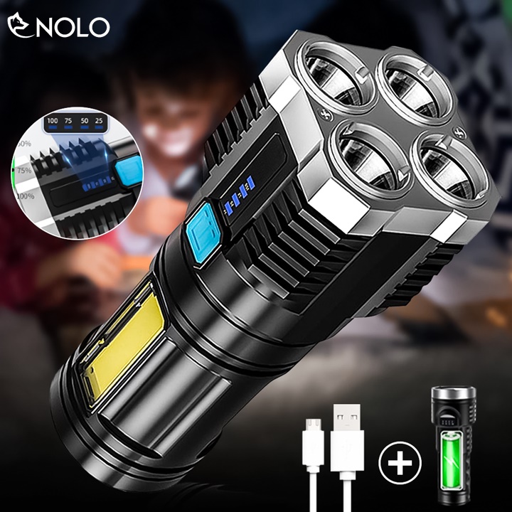 Đèn pin sạc siêu sáng 4 mắt led luxeon p1000 model s19 với 4 chế độ sáng vỏ nhựa abs