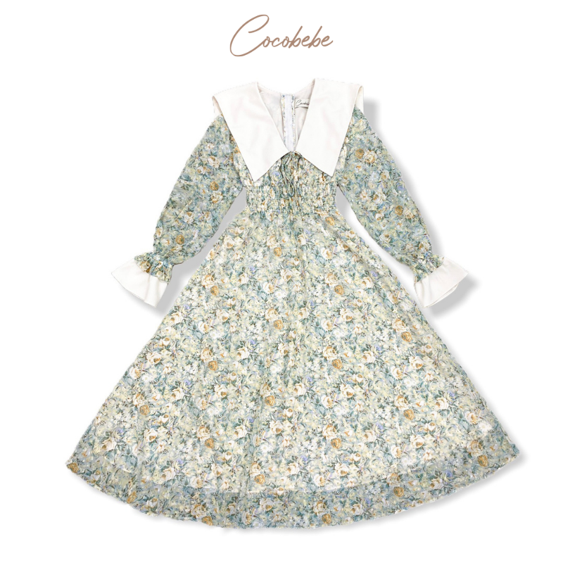 Đầm Hoa Tay Dài Cổ Điển M3041 Cocobebe