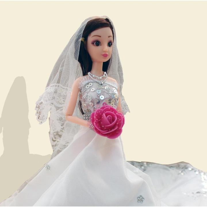 Búp Bê Cô Dâu 3D Cao Cấp 35cm Thướt Tha Minidoll đồ chơi bé gái