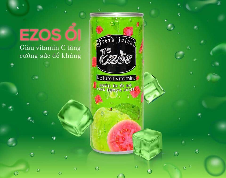 [HCM]NƯỚC ÉP ỔI  EZOS SASCO (THÙNG 30 LON)