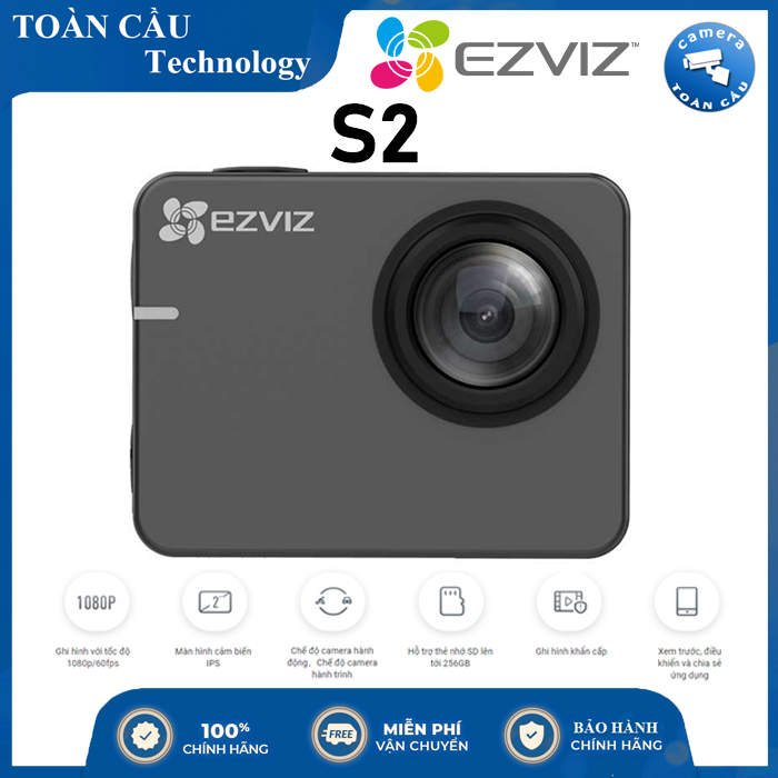 [HCM][100% CHÍNH HÃNG]Action Camera Ezviz S2 (Đen) – Hàng Chính Hãng