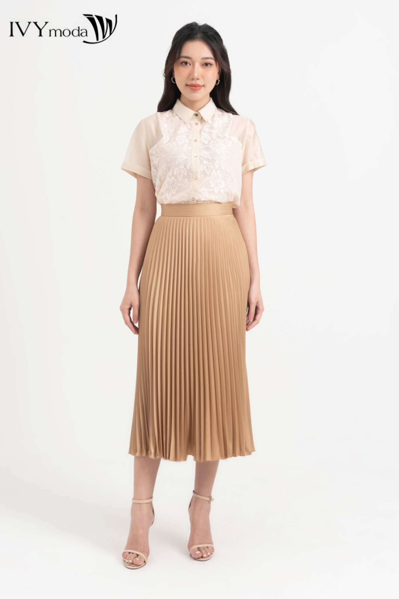 Chân váy xếp ly dáng suông ivy moda ms 30m8373