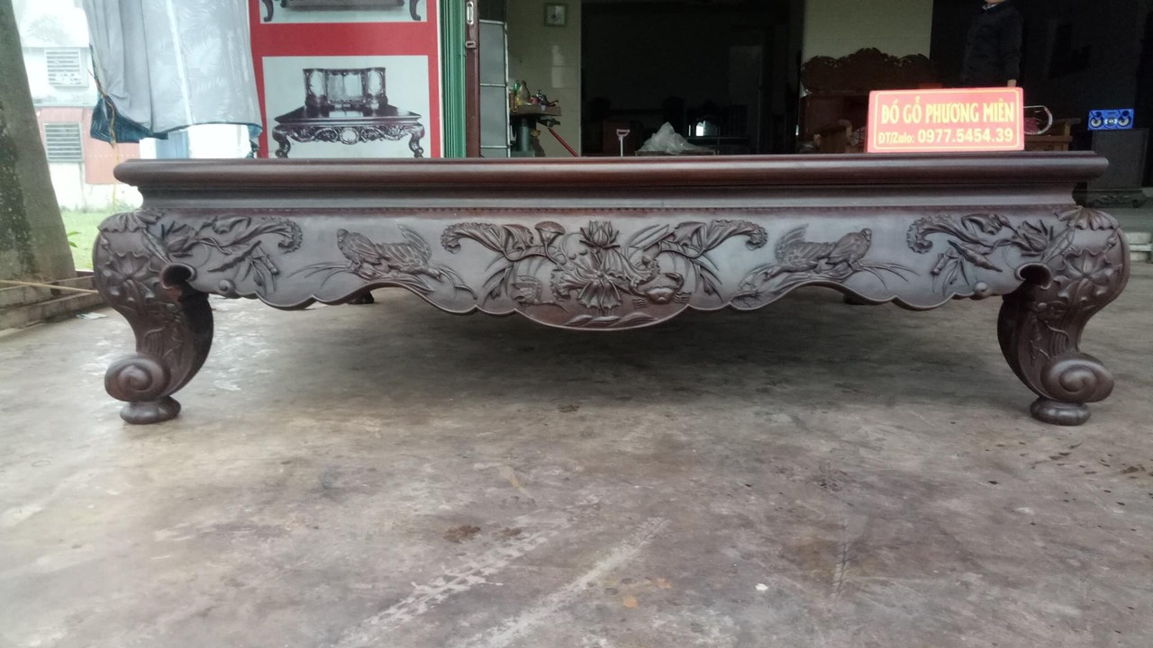 Sập sen vịt cổ gỗ gụ mật