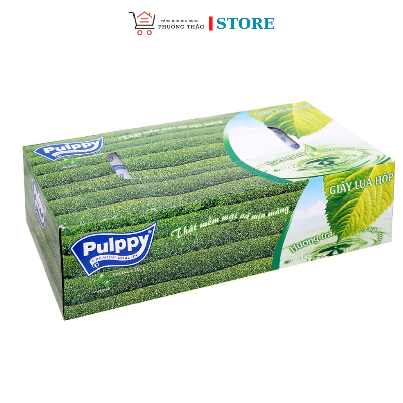 KHĂN GIẤY LỤA PULPPY 2 LỚP 1 HỘP 100 TỜ