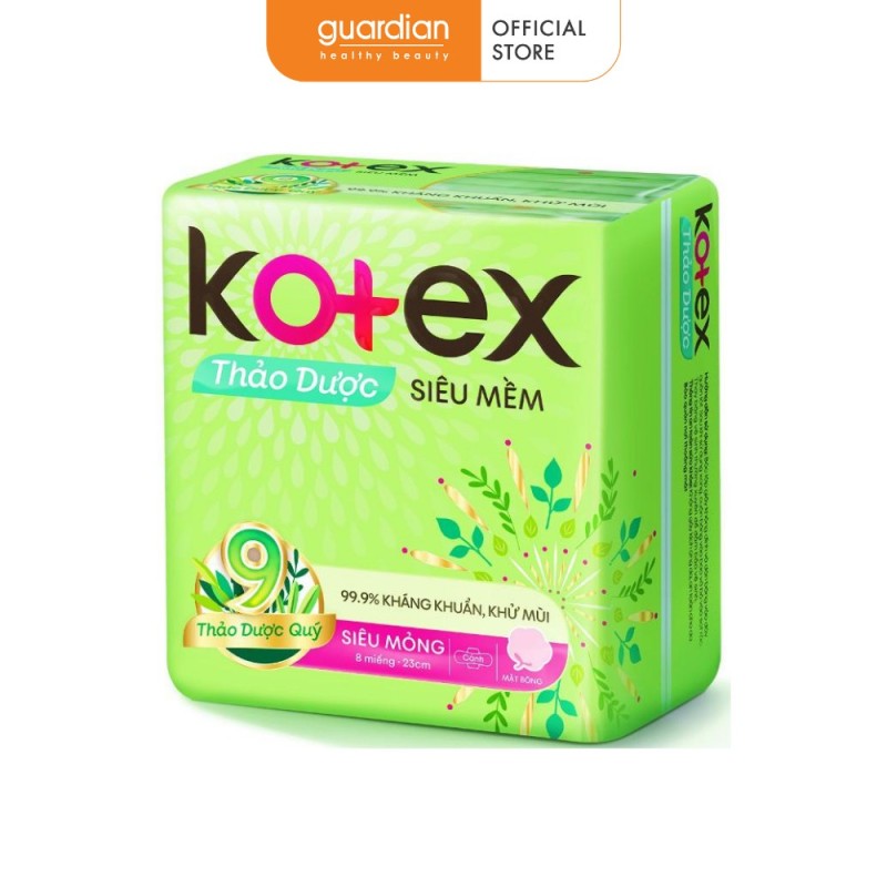 Băng vệ sinh Kotex thảo dược siêu mỏng cánh (8 miếng) cao cấp
