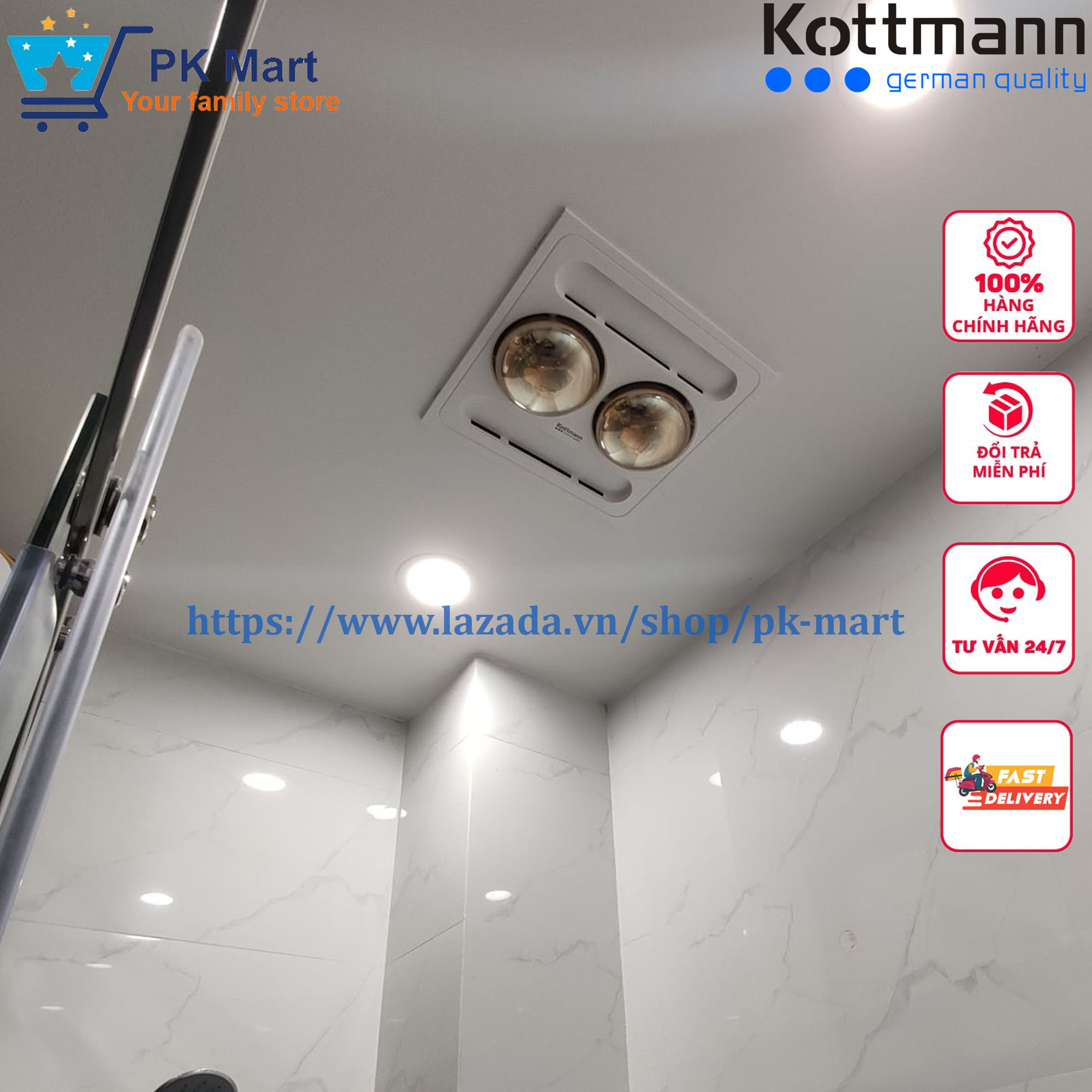 Đèn sưởi 2 bóng âm trần cao cấp Kottmann K9S