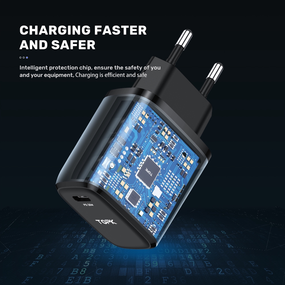 Củ Sạc Nhanh 20W Pd3.0 Qc3.0 Đầu Cắm Type C và USB-2 Cổng