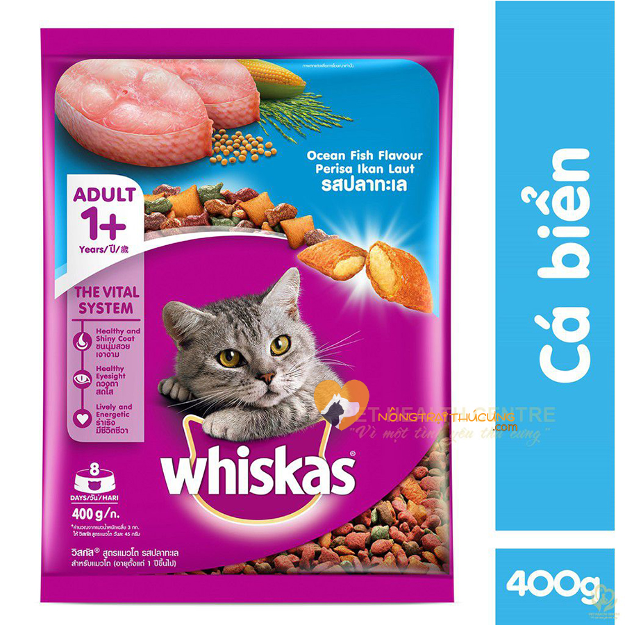 Thức ăn hạt cho Mèo Lớn Whiskas Gói 400g - [Nông Trại Thú Cưng]