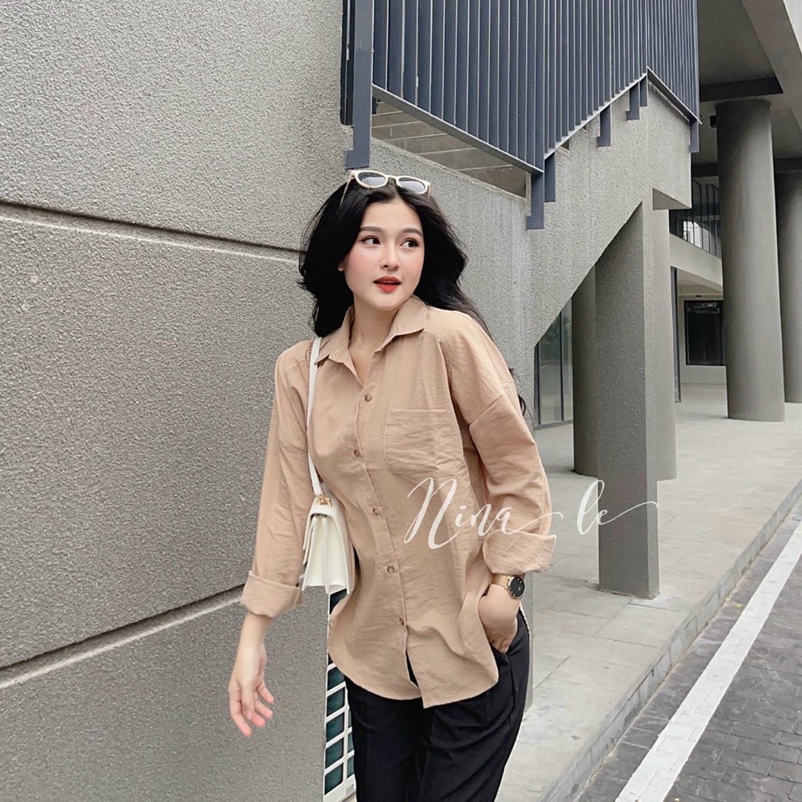 Áo Sơ Mi Dài Tay Basic From Rộng Chất Đũi Hàng Loại Đẹp
