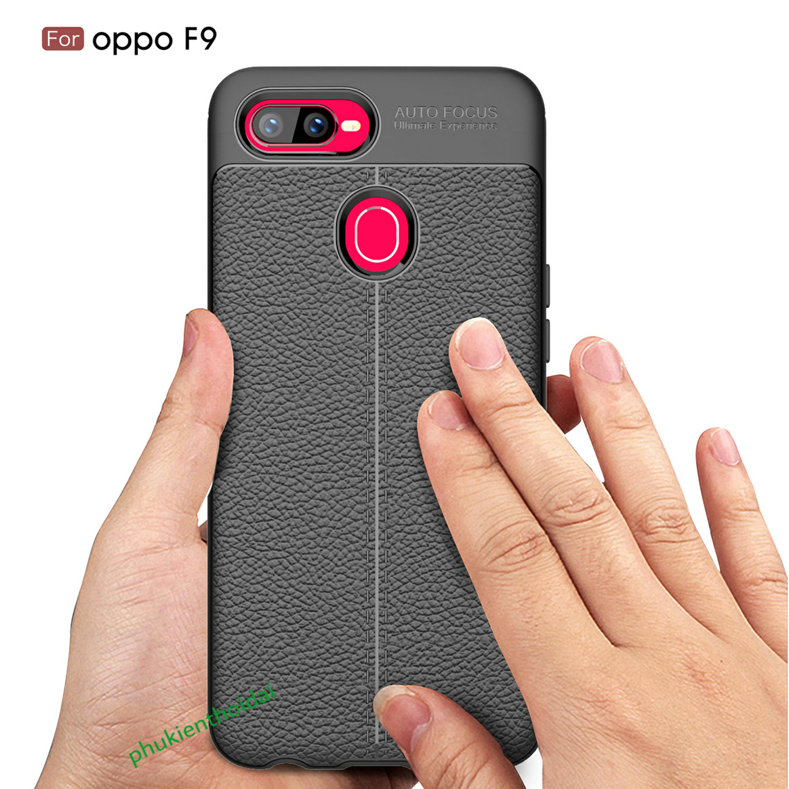 Ốp lưng Oppo F9 chống sốc vân da hiệu Auto Focus siêu bền