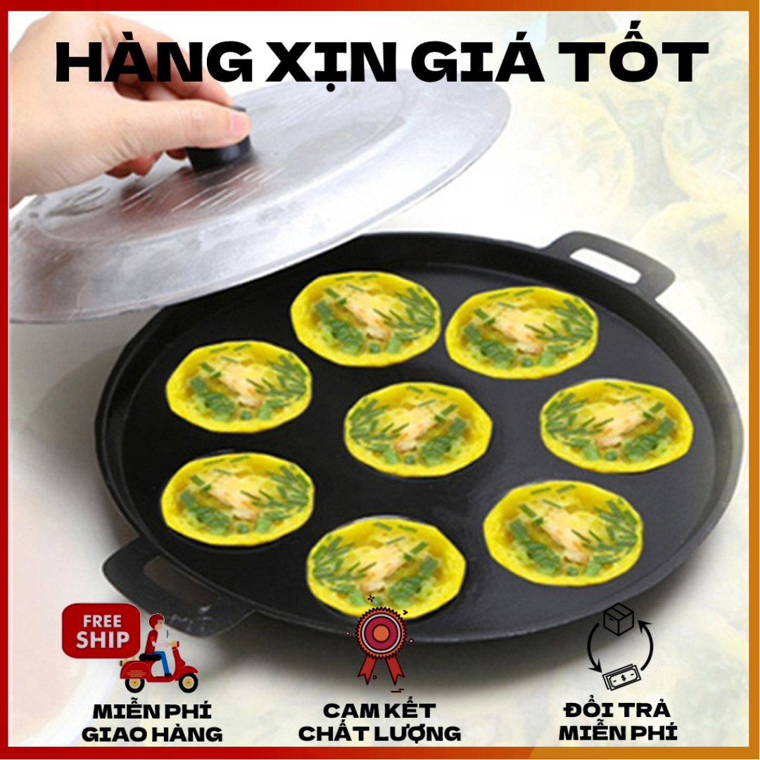 Khuôn bánh khọt 8 lỗ chống dính chất liệu gang có nắp đậy