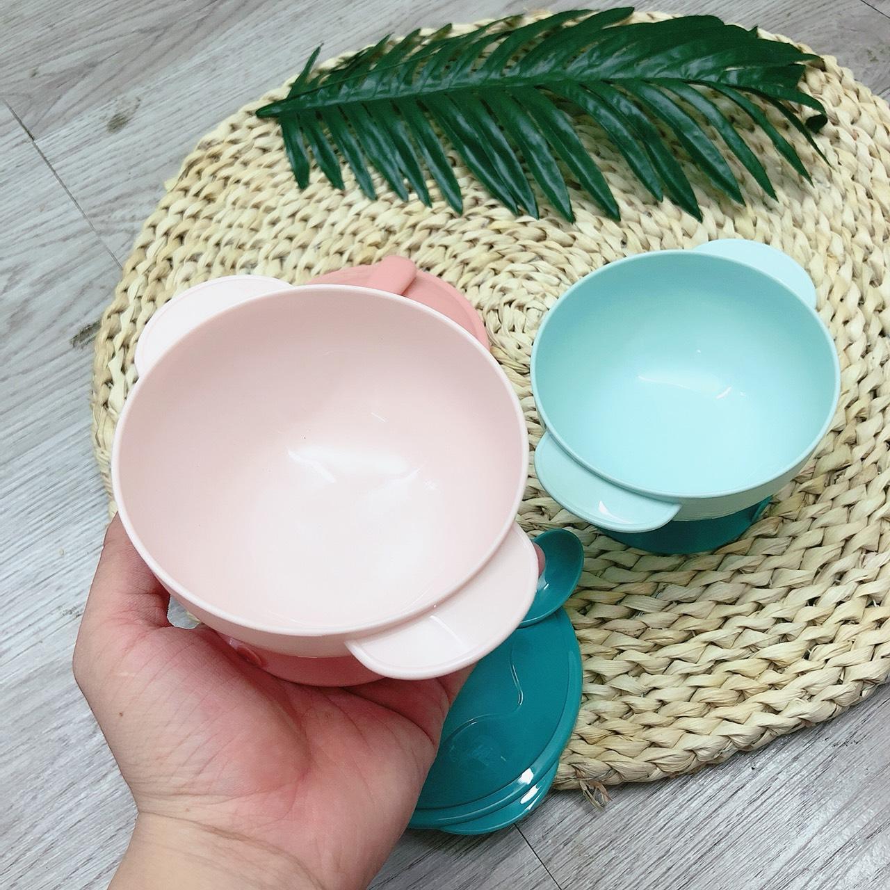 Bát ăn dặm chống đổ kèm thìa cho bé