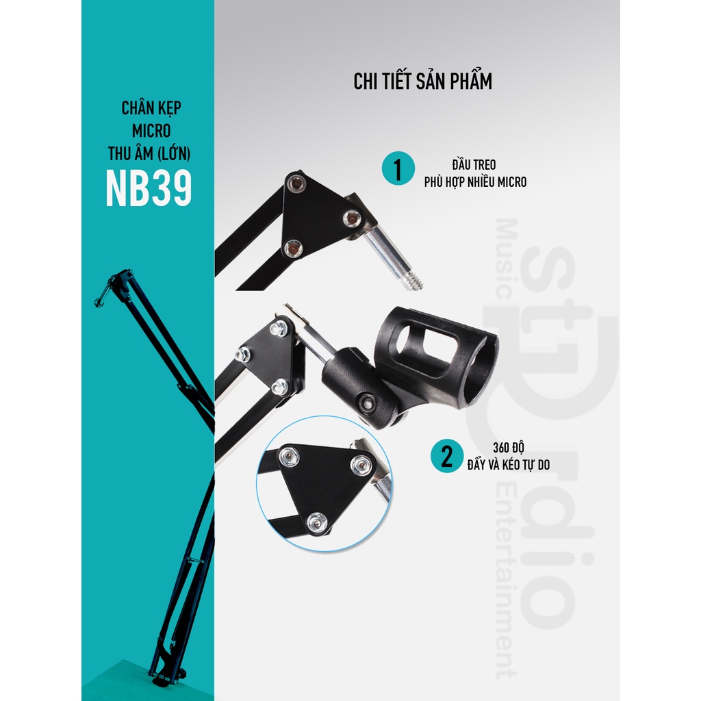 Chân Microphone NB-39 (Lớn) -Chân Micro kẹp bàn, giá đỡ Micro