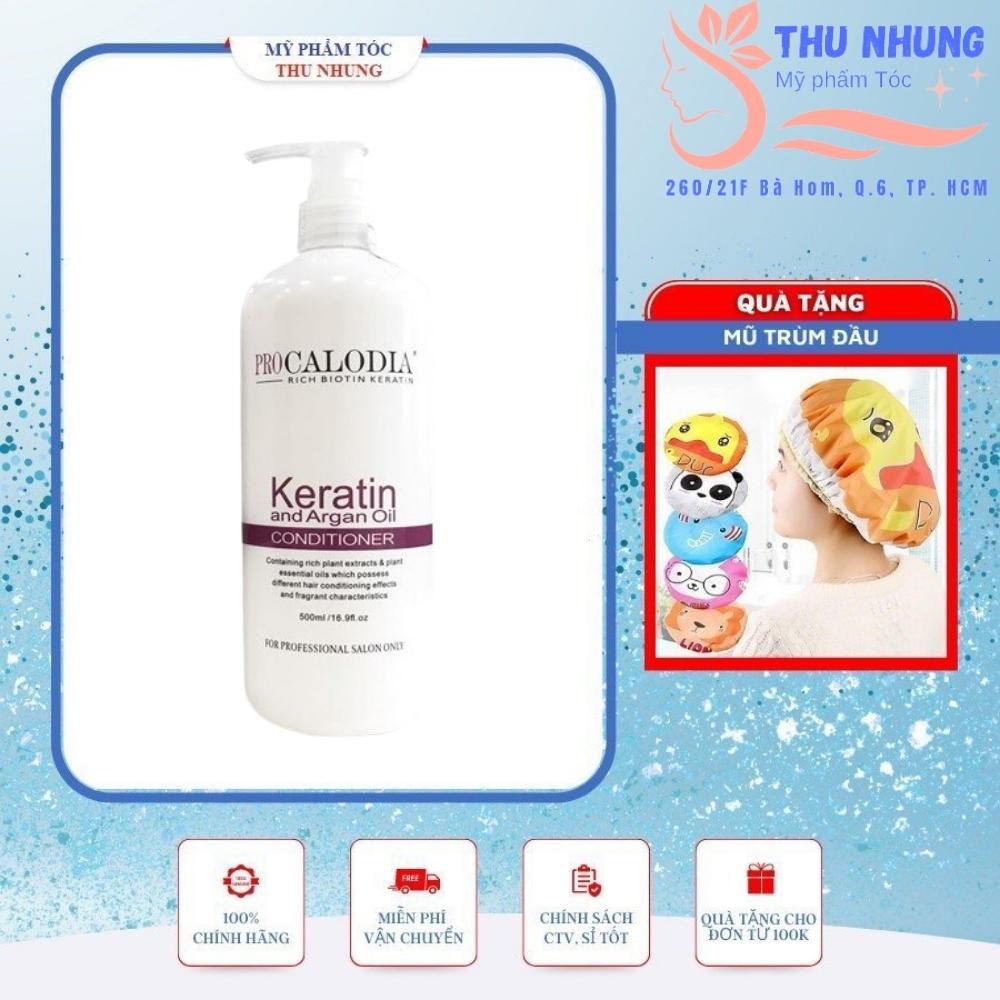 [+Tặng mũ trùm]DẦU GỘI, XẢ CALODIA KERATIN PHỤC HỒI TÓC HƯ TỔN NẶNG 500ML
