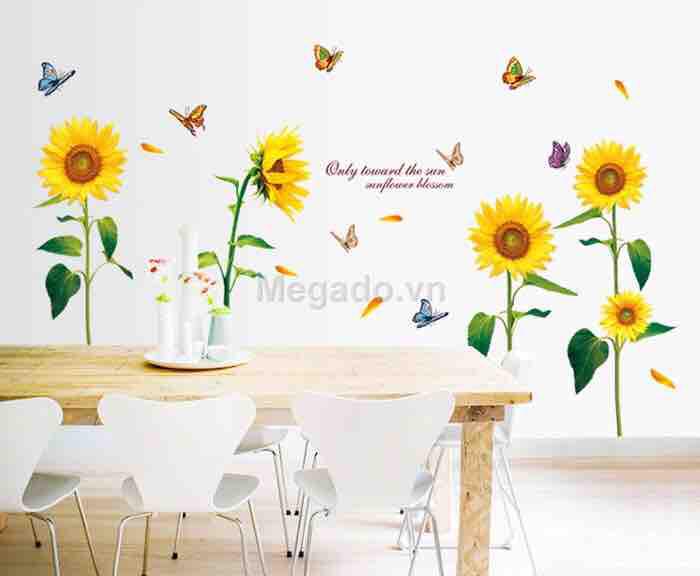 Decal tranh dán tường hoa hướng dương