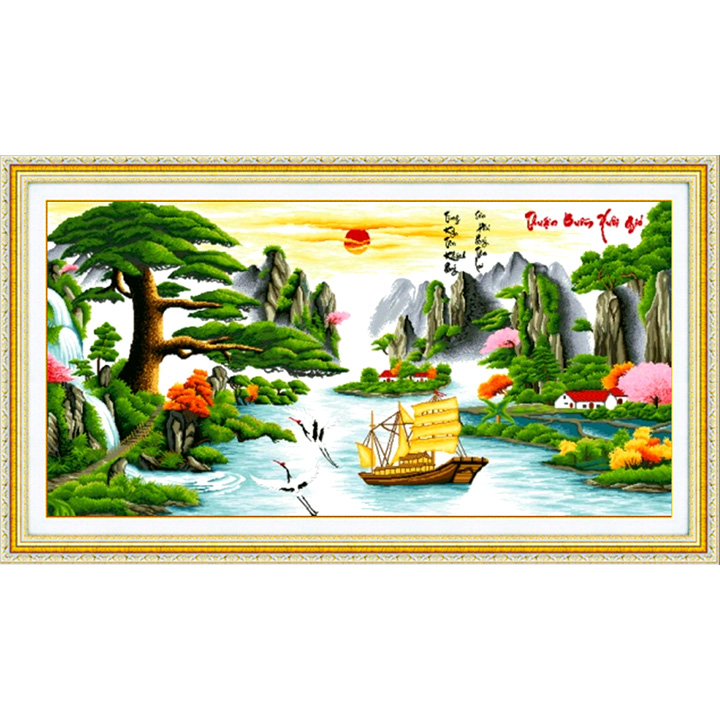 [HCM]Tranh thêu chữ thập thuận buồm xuôi gió LV3068, FJ0168: 168*75cm - tự thêu
